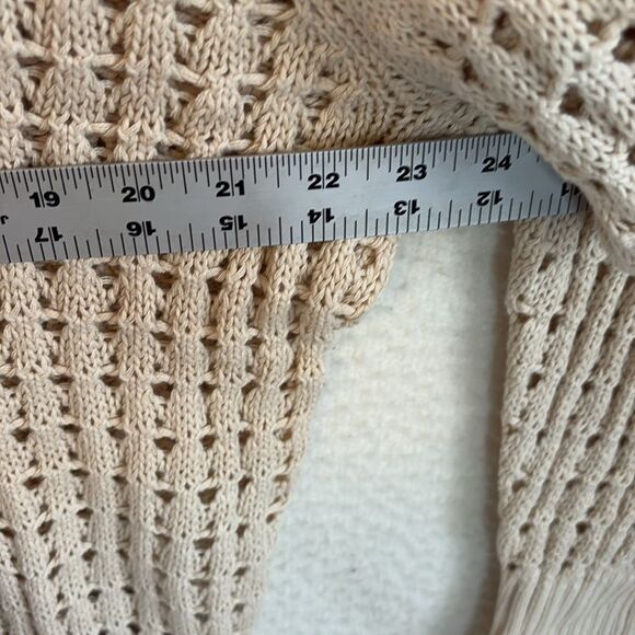 J Crew‎ Pointelle crewneck sweater Womens XXL Tan Ivory - Picture 6 of 9